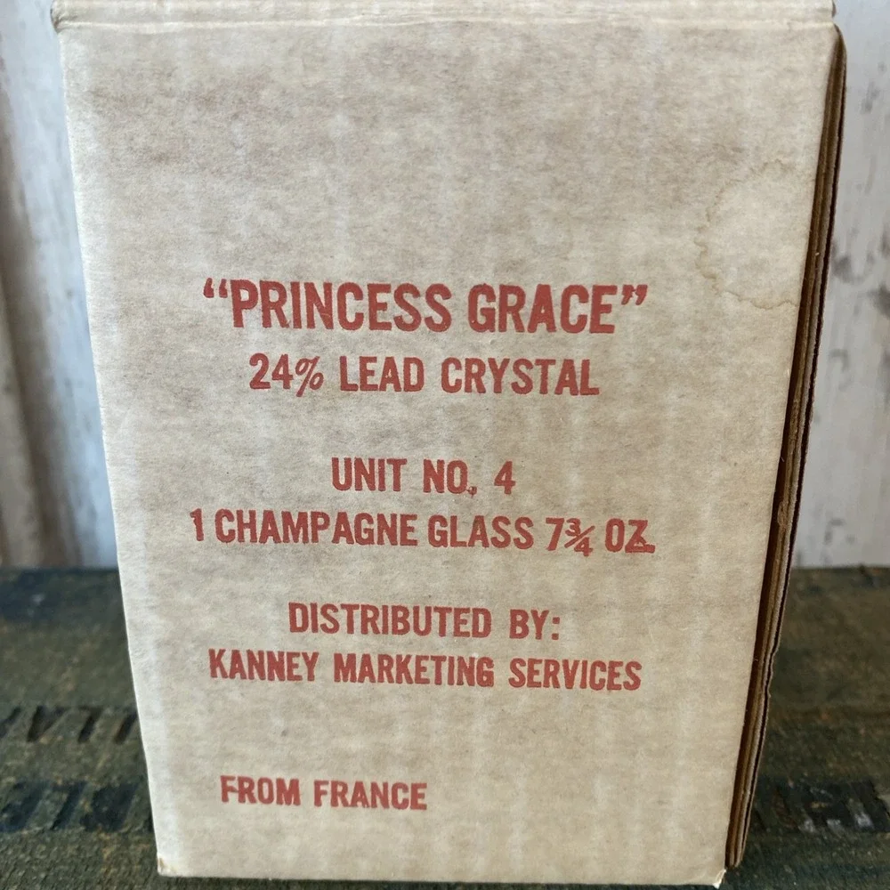 VTG Taille Princess Grace Lead Crystal Champagne / Sherbet Glasses by Kanney NOS